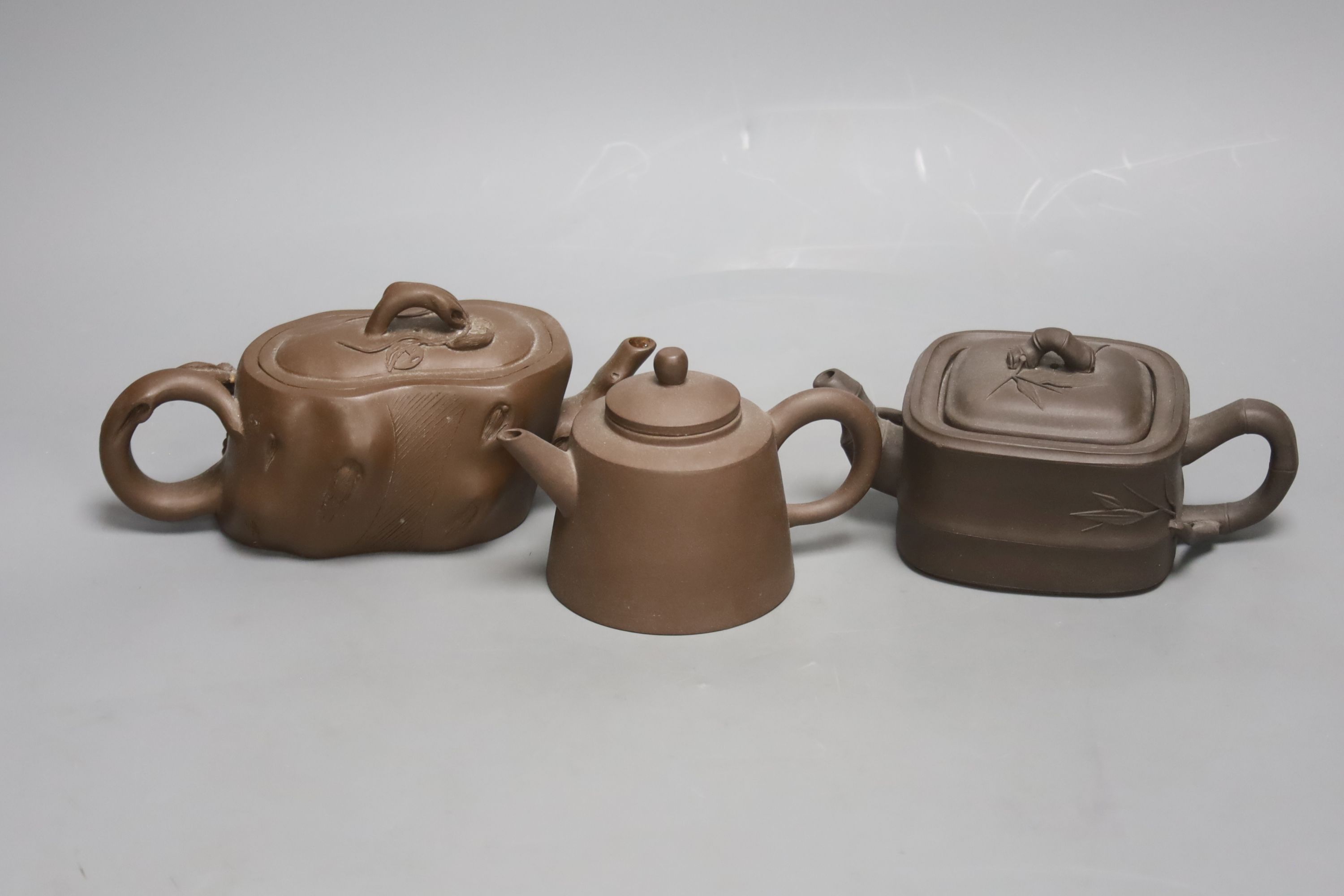 Three Chinese Yixing teapots